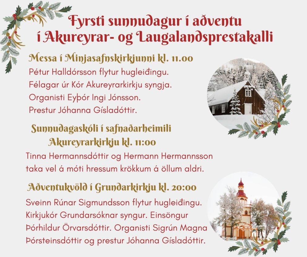1. sunnudagur í aðventu í Akureyrar- og Laugalandsprestakalli
