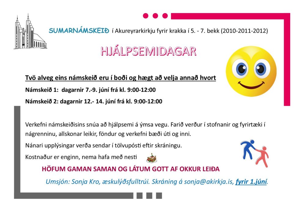 Hjálpsemidagar - sumarnámskeið fyrir 10-12 ára krakka