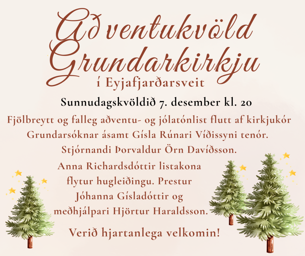 Aðventukvöld Grundarkirkju í Eyjafjarðarsveit
