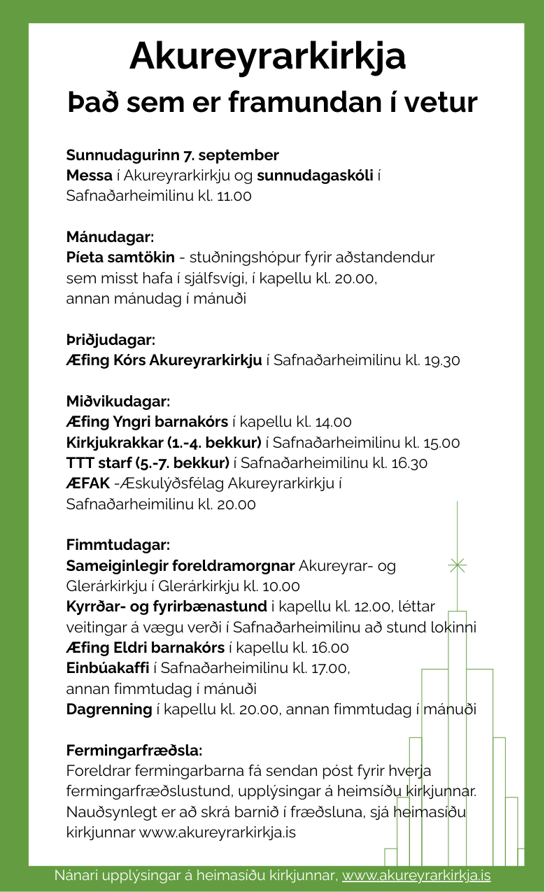 Það sem er framundan í Akureyrarkirkju í vetur