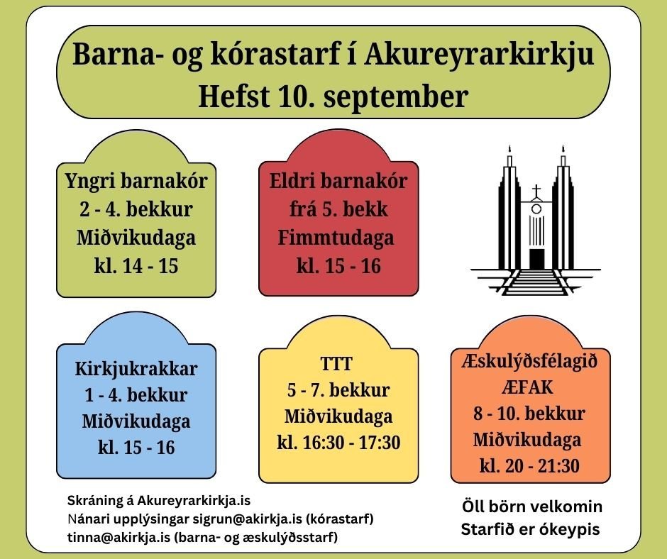 Barnastarfið hefst í dag, miðvikudaginn 10. september