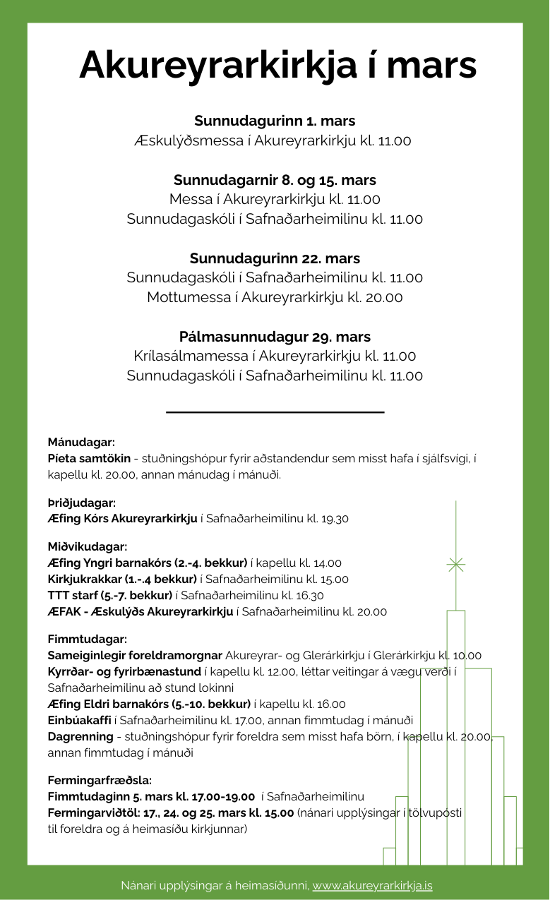 Akureyrarkirkja í mars