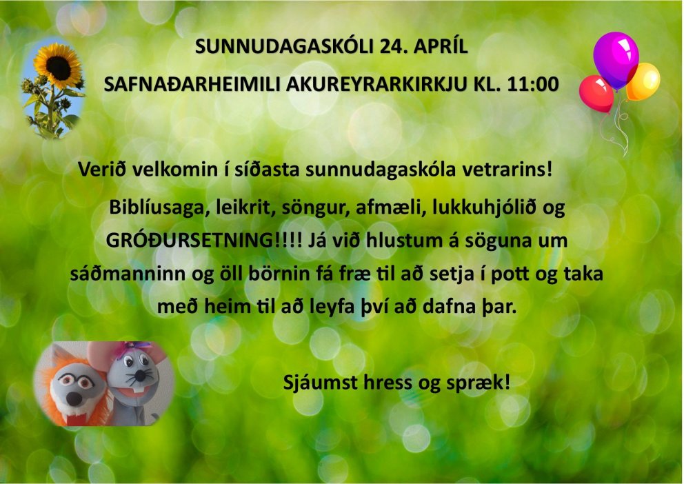 Síðasti sunnudagaskólinn er 24. apríl
