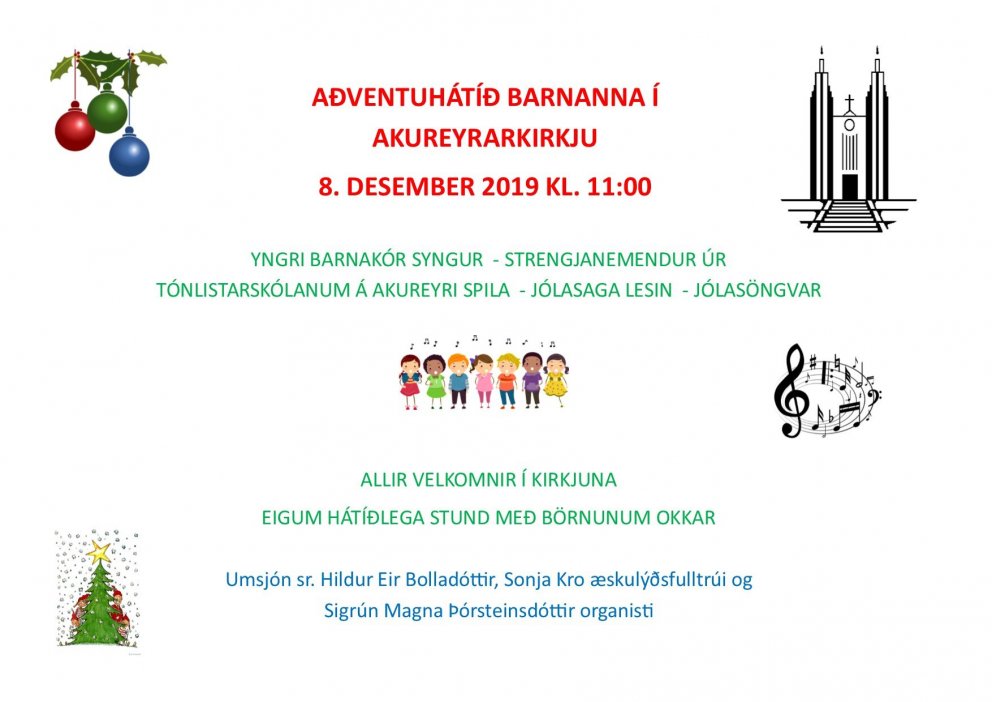 Aðventuhátíð barnanna sunnudaginn 8. desember kl. 11:00