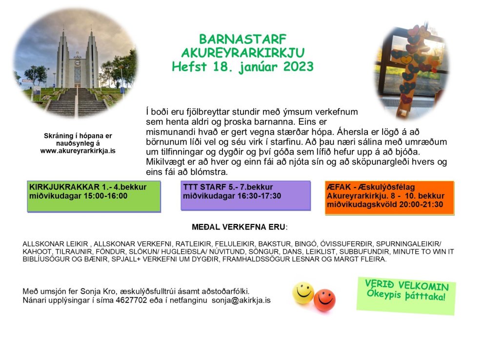 Barnastarfið hefst 18.janúar