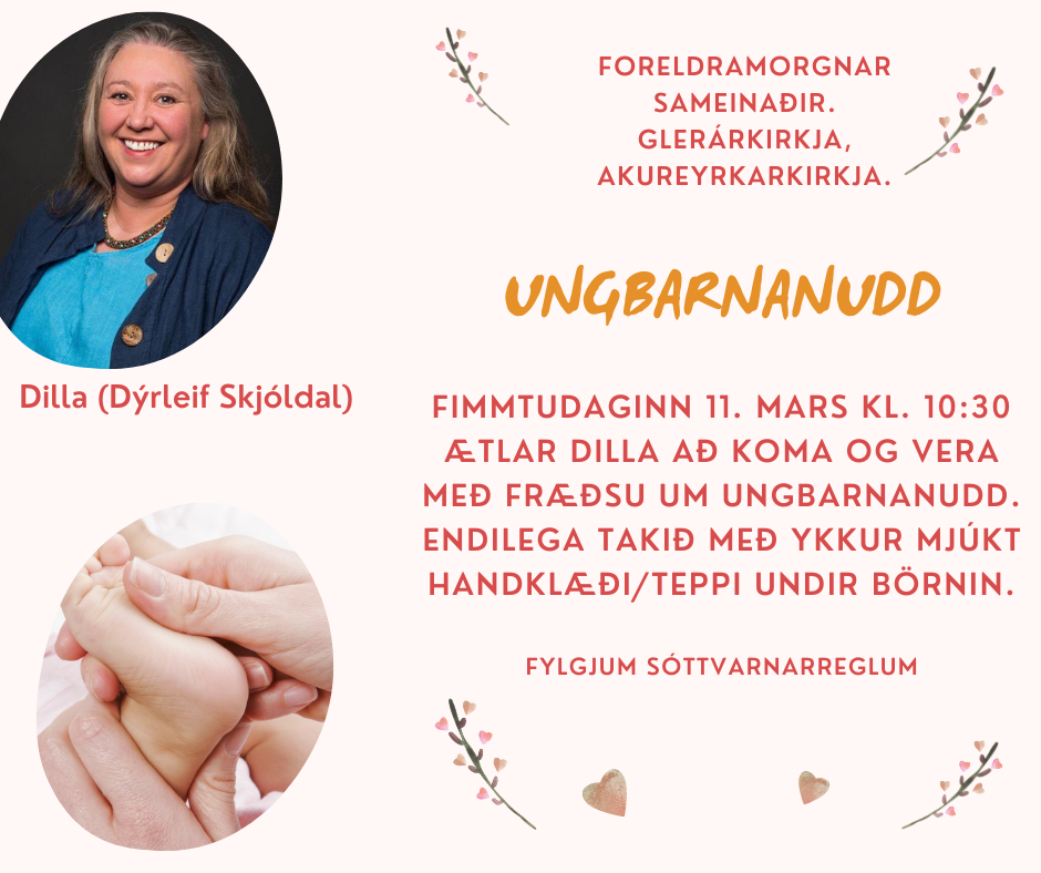 Ungbarnanudd+ fræðsla á foreldramorgni 11. mars