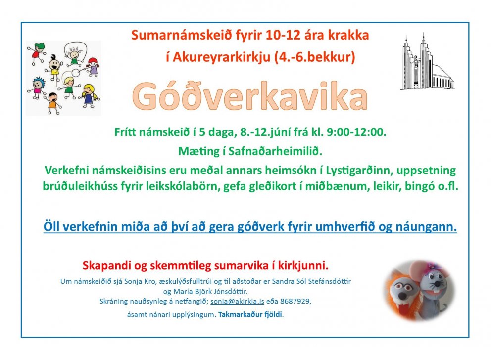 Góðverkavika 8.-12. júní fyrir krakka í 4.-6.bekk