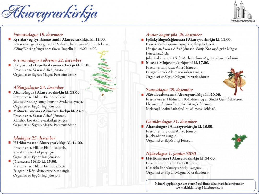 Akureyrarkirkju um jól og áramót