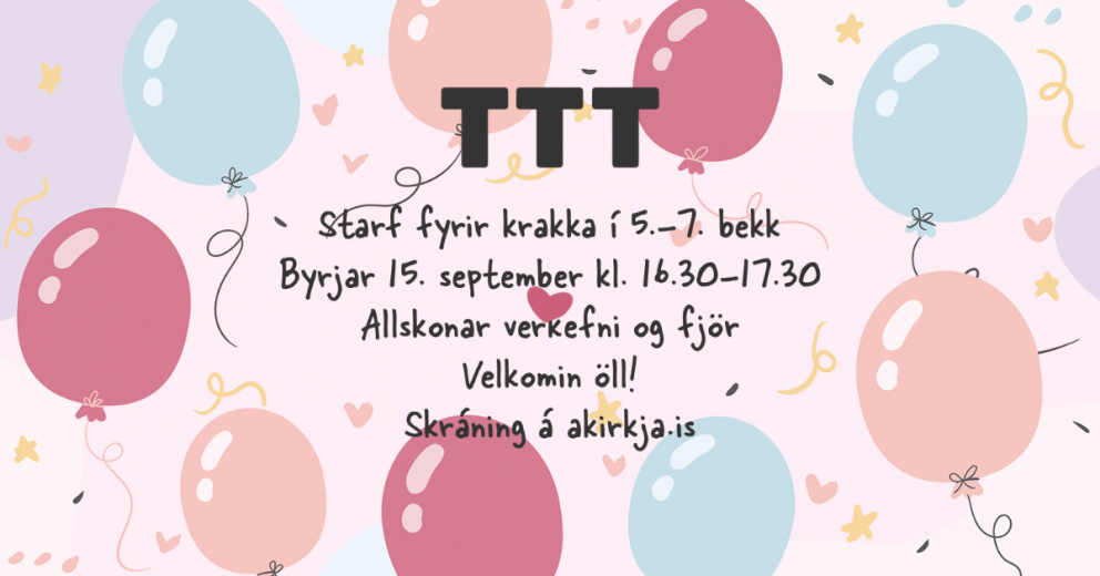 Barna og æskulýðsstarfið byrjar 15. sept 2021