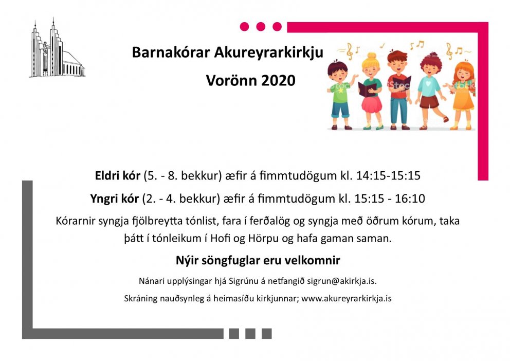 Æfingar barnakóra hefjast á fimmtudaginn
