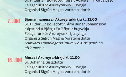 Sameiginlegt helgihald Akureyrar- og Glerárkirkju í Akureyrarkirkju í júní
