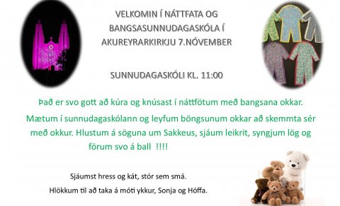 Náttfata og bangsasunnudagaskóli 7.nóvember