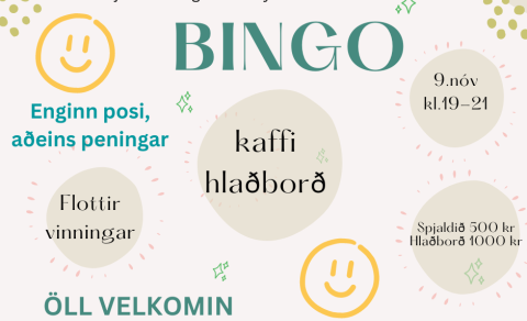 BINGÓ 9.nóvember - hjá ÆSKULÝÐSFÉLAGI AKUREYRARKIRKJU