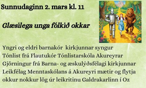Æskulýðsmessa sunnudaginn 2.mars