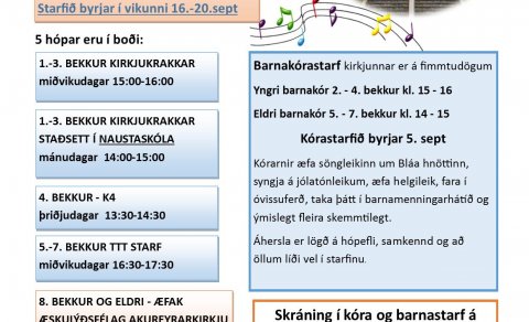 Barna og Kórastarf að hefjast í Akureyrarkirkju.