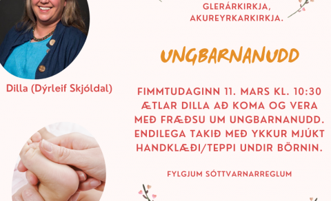 Ungbarnanudd+ fræðsla á foreldramorgni 11. mars