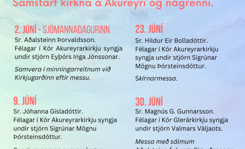 Sameiginlegt helgihald Akureyrar- og Glerárkirkju í Akureyrarkirkju í sumar